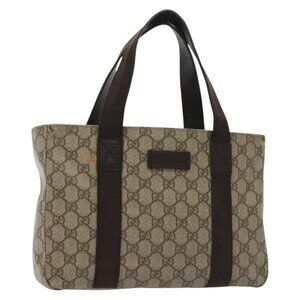 GUCCI GG Supreme Tote Bag PVC Beige Silver 141976 Auth bs28870
